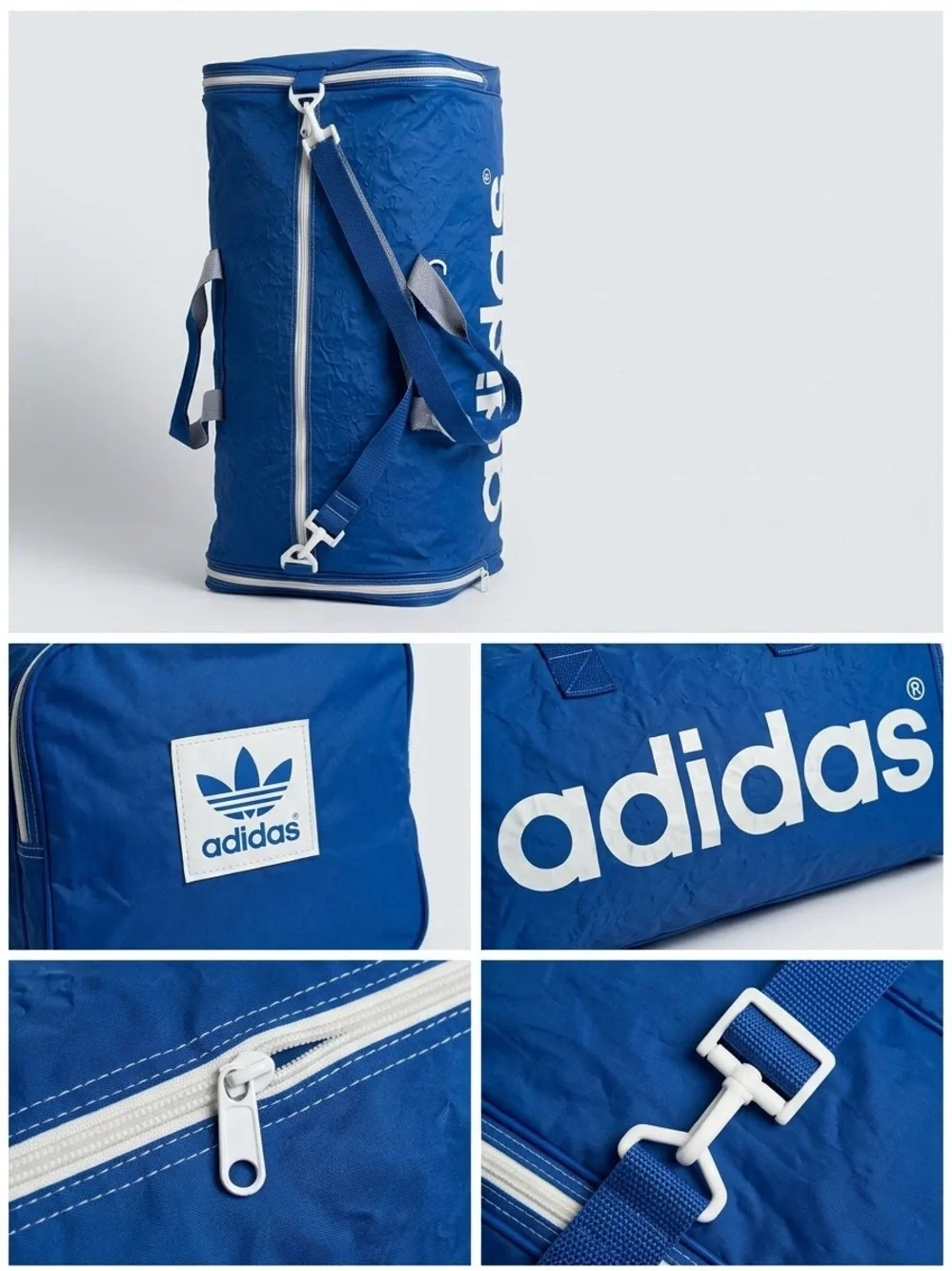 adidas Originals Blue Duffel Bag with White Trefoil Logo